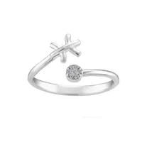 Sterling Silver Diamond Pisces Zodiac Ring