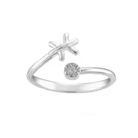 Sterling Silver Diamond Pisces Zodiac Ring