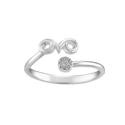 Sterling Silver Diamond Aries Zodiac Ring