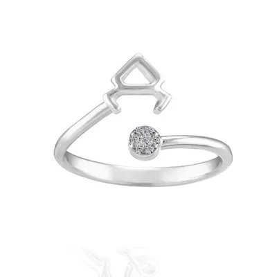 Sterling Silver Diamond Taurus Zodiac Ring - Size 6