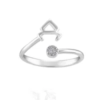 Sterling Silver Diamond Taurus Zodiac Ring