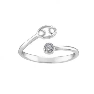 Sterling Silver Diamond Cancer Zodiac Ring