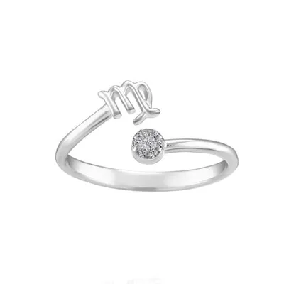 Sterling Silver Diamond Virgo Zodiac Ring - Size 6