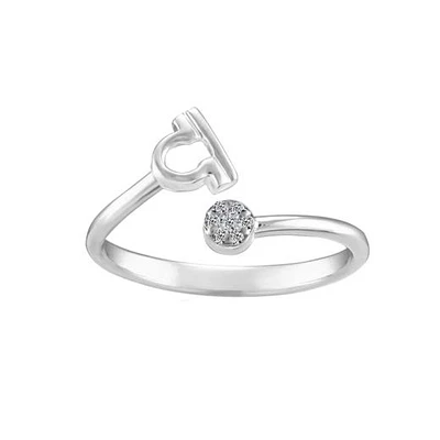 Sterling Silver Diamond Libra Zodiac Ring - Size 7