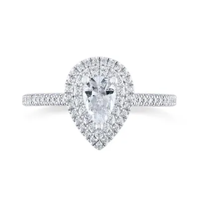 Diamond Revelations 14K White Gold 0.70CTW Pear Shaped Ring