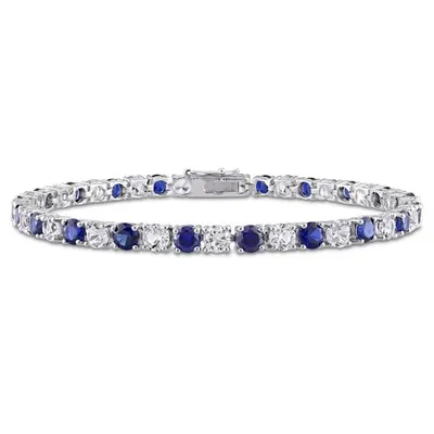 Julianna B Sterling Silver Created Blue & White Sapphire Bracelet