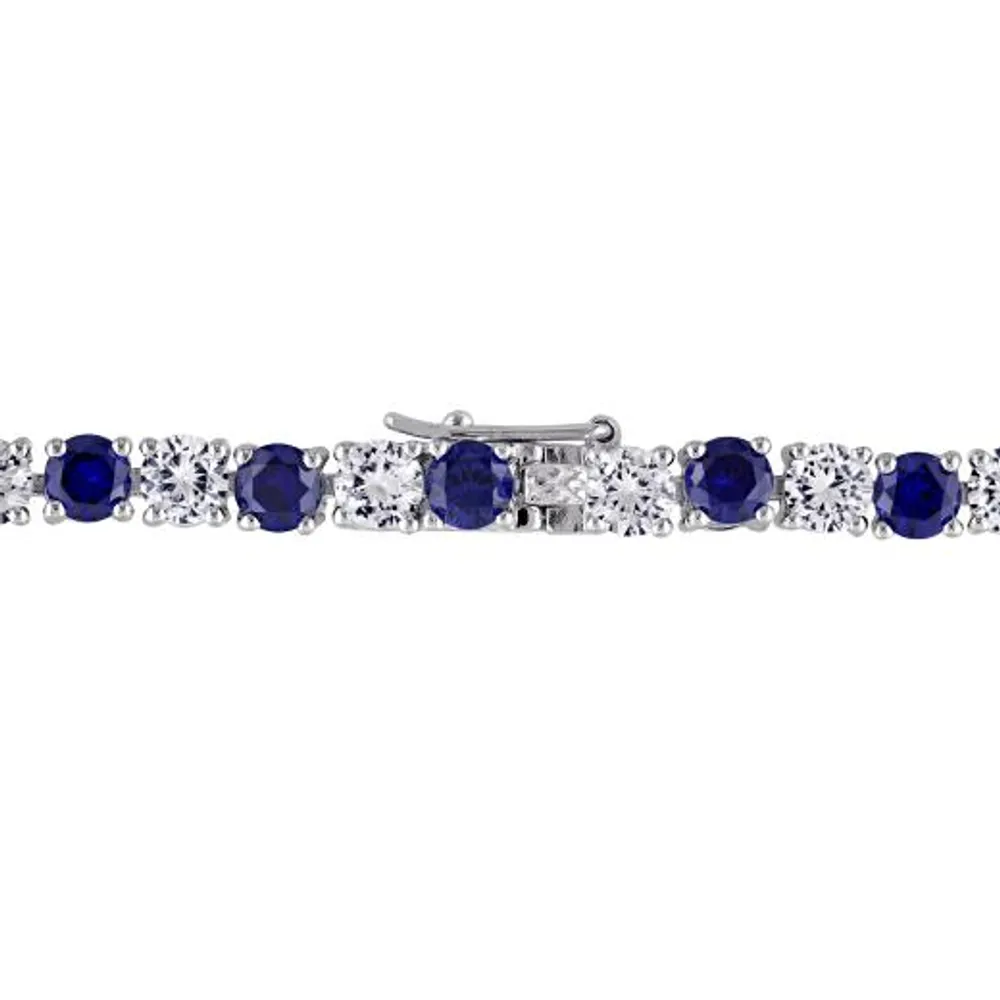 Julianna B Sterling Silver Created Blue & White Sapphire Bracelet