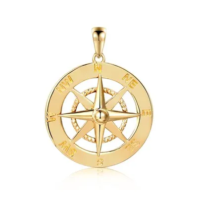 10K Yellow Gold Nautical Compass Pendant
