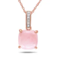 Julianna B 10K Rose Gold Pink Opal & Diamond Pendant