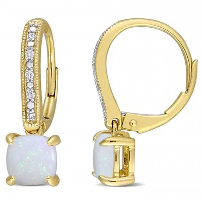 Julianna B 10K Yellow Gold Opal & Diamond Earring