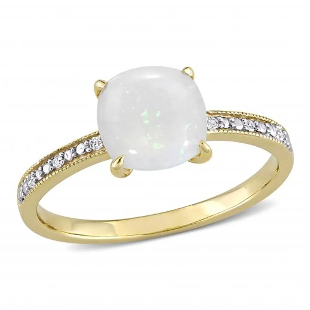 Julianna B 10K Yellow Gold Opal & Diamond Ring