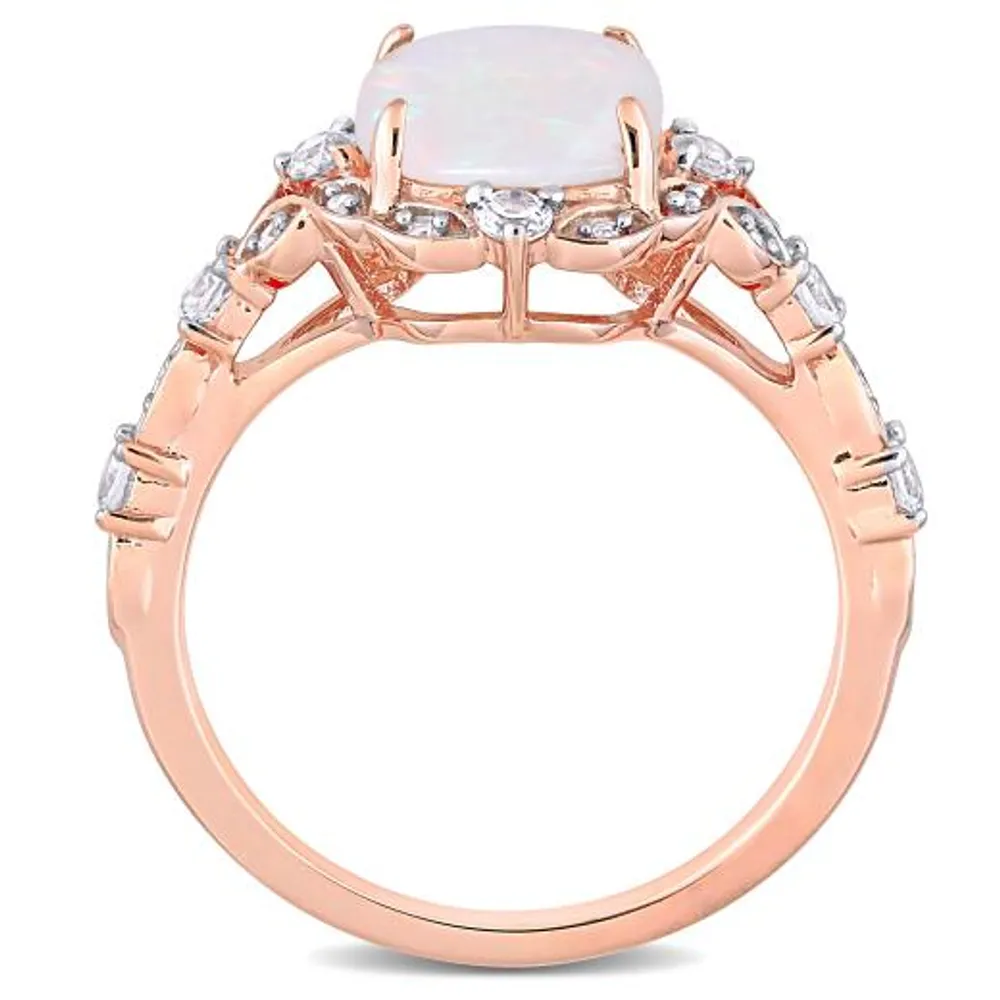 Julianna B 10K Rose Gold Opal & Diamond Ring