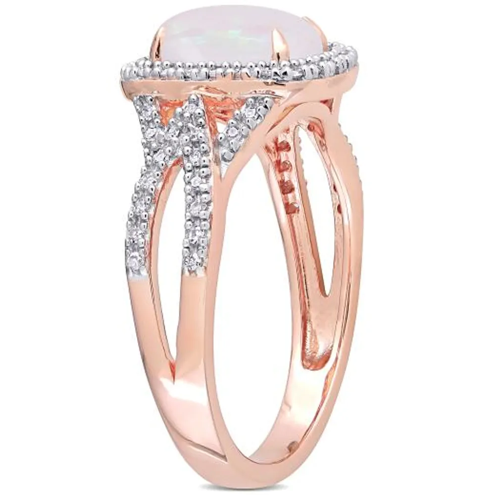 Julianna B 10K Rose Gold Opal & Diamond Ring