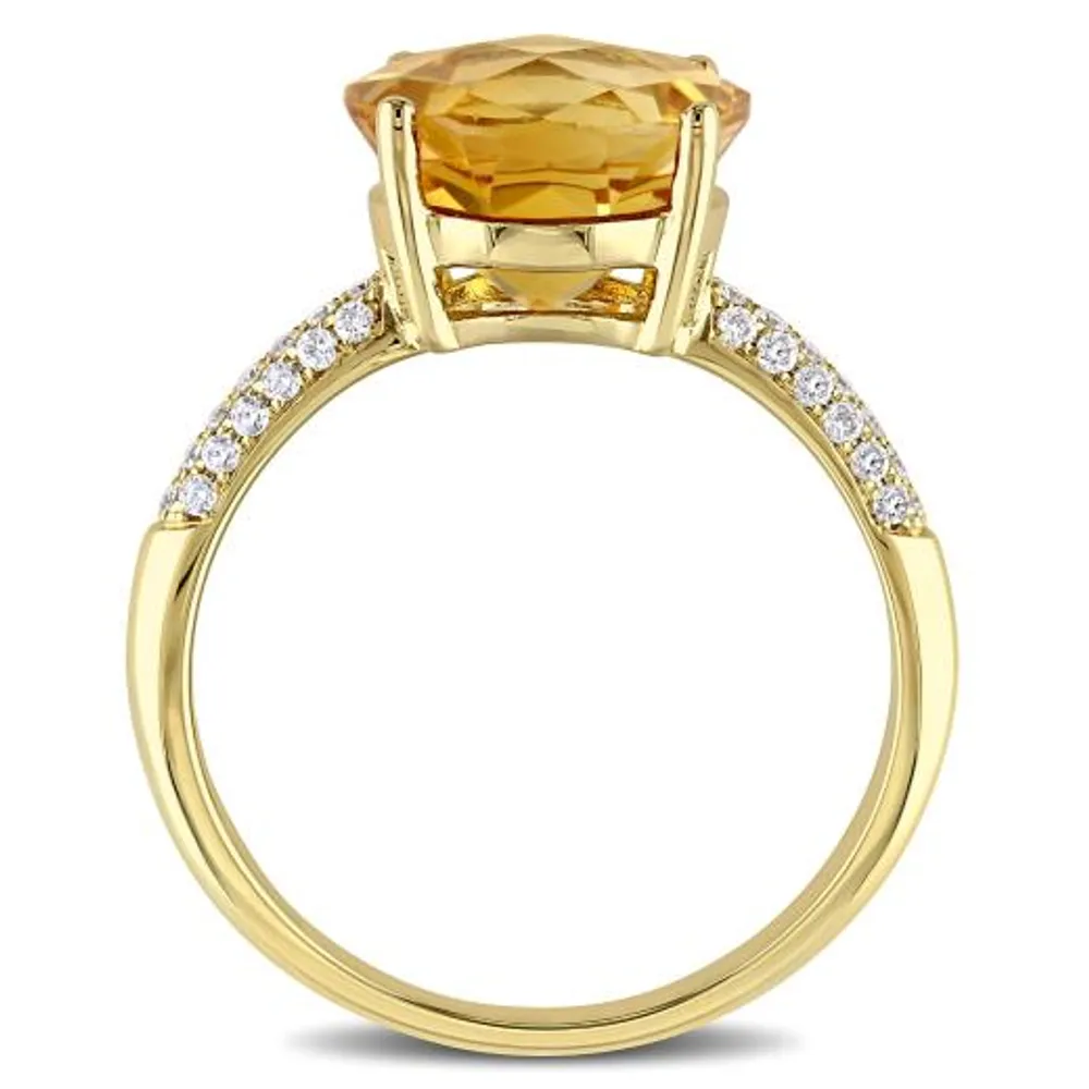 Julianna B 14K Yellow Gold Citrine & Diamond Ring