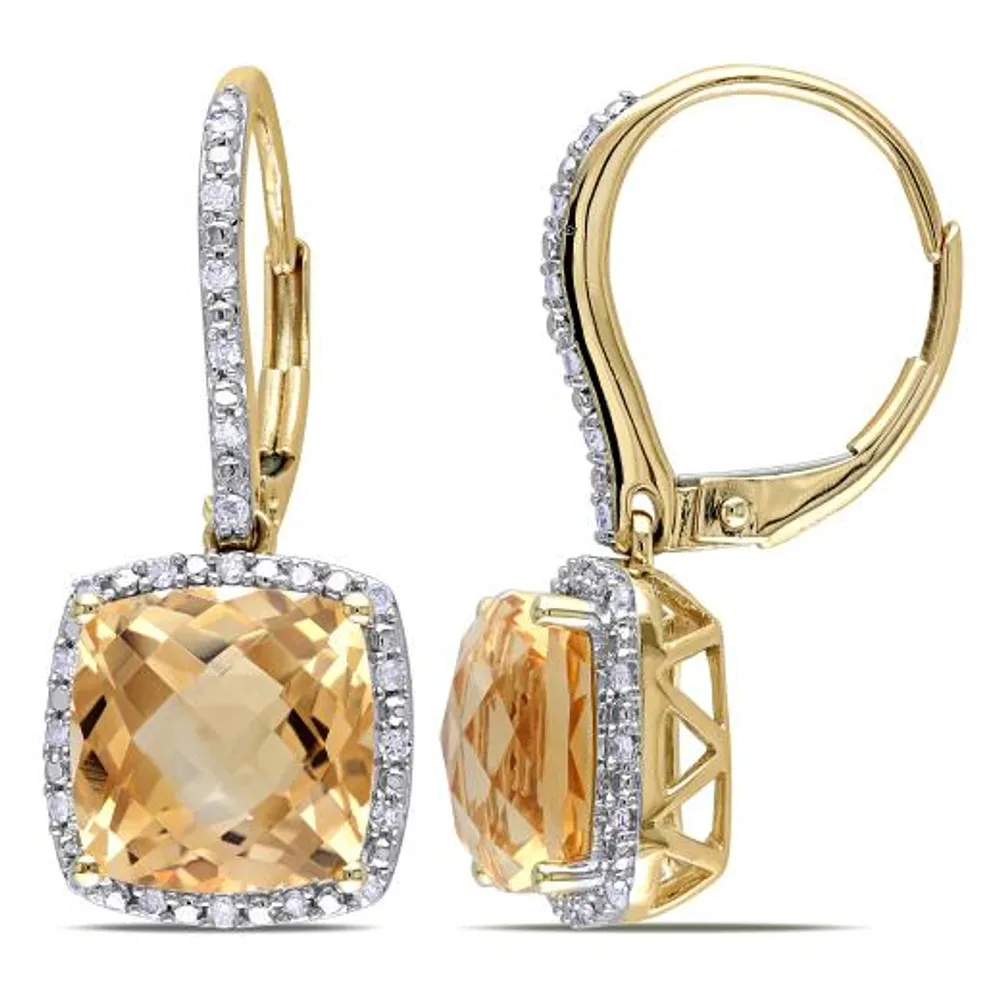 Julianna B 10K Yellow Gold Citrine & Diamond Earrings