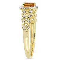 Julianna B 10K Yellow Gold Citrine & Diamond Ring
