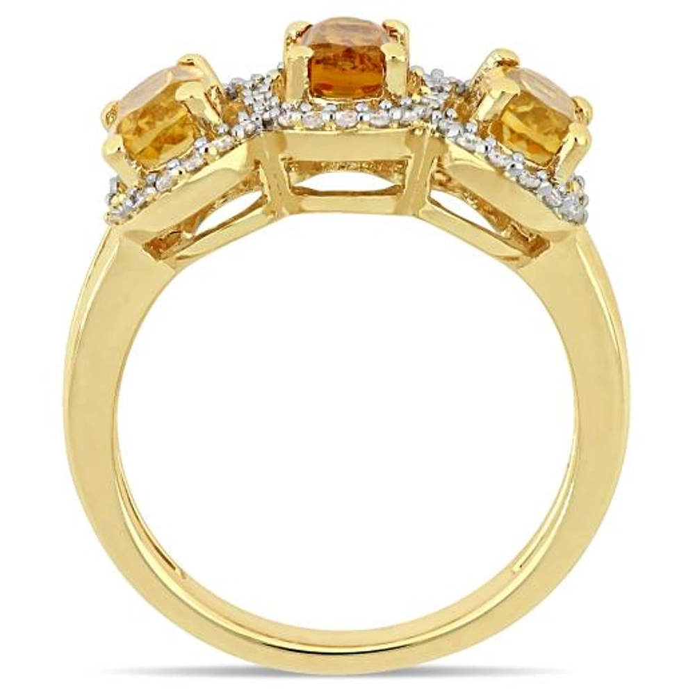 Julianna B Sterling Silver Yellow Plated Citrine & Diamond Ring