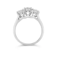 14K White Gold Lab Grown Three Stone 1.50CTW Diamond Ring