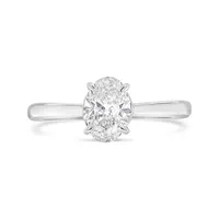 14K White Gold Lab Grown 1.00CT Diamond Oval Solitaire Ring
