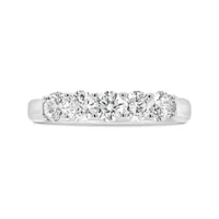 14K White Gold Lab Grown Five Stone 1.00CTW Diamond Ring