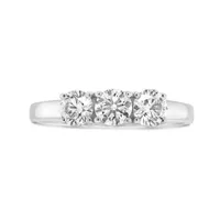 14K White Gold Lab Grown Three Stone 1.00CTW Diamond Ring