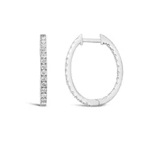 14K White Gold Lab Grown 1.00CTW Diamond Hoops