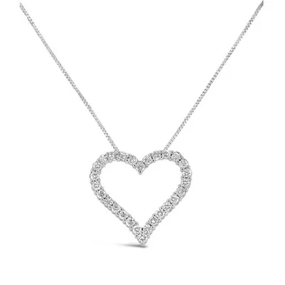 14K White Gold Lab Grown 0.50CTW Diamond Heart Pendant