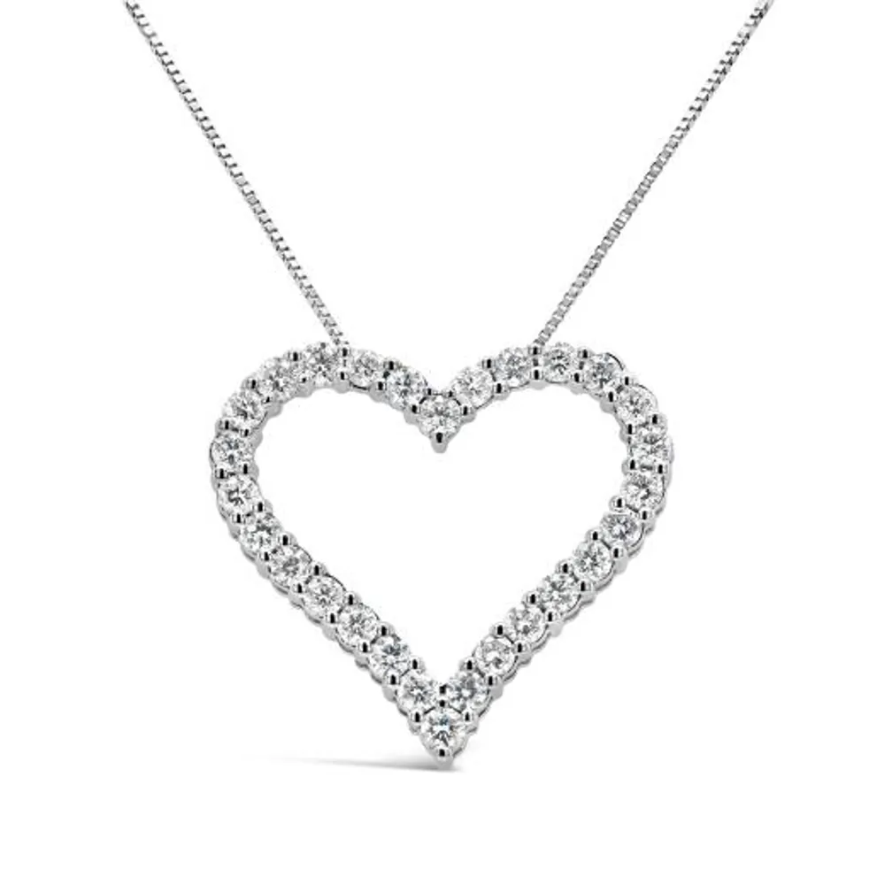 14K White Gold Lab Grown 1.00CTW Diamond Heart Pendant