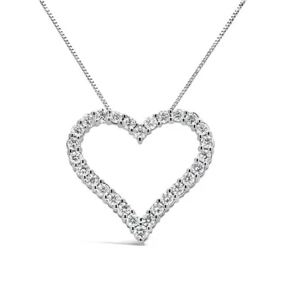 14K White Gold Lab Grown 1.00CTW Diamond Heart Pendant