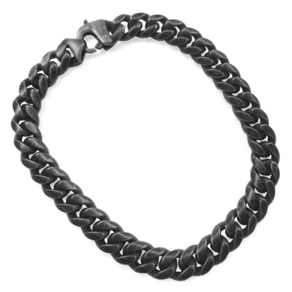 SteelX 8mm Antique Black Curved Curb Chain 8.25" Bracelet