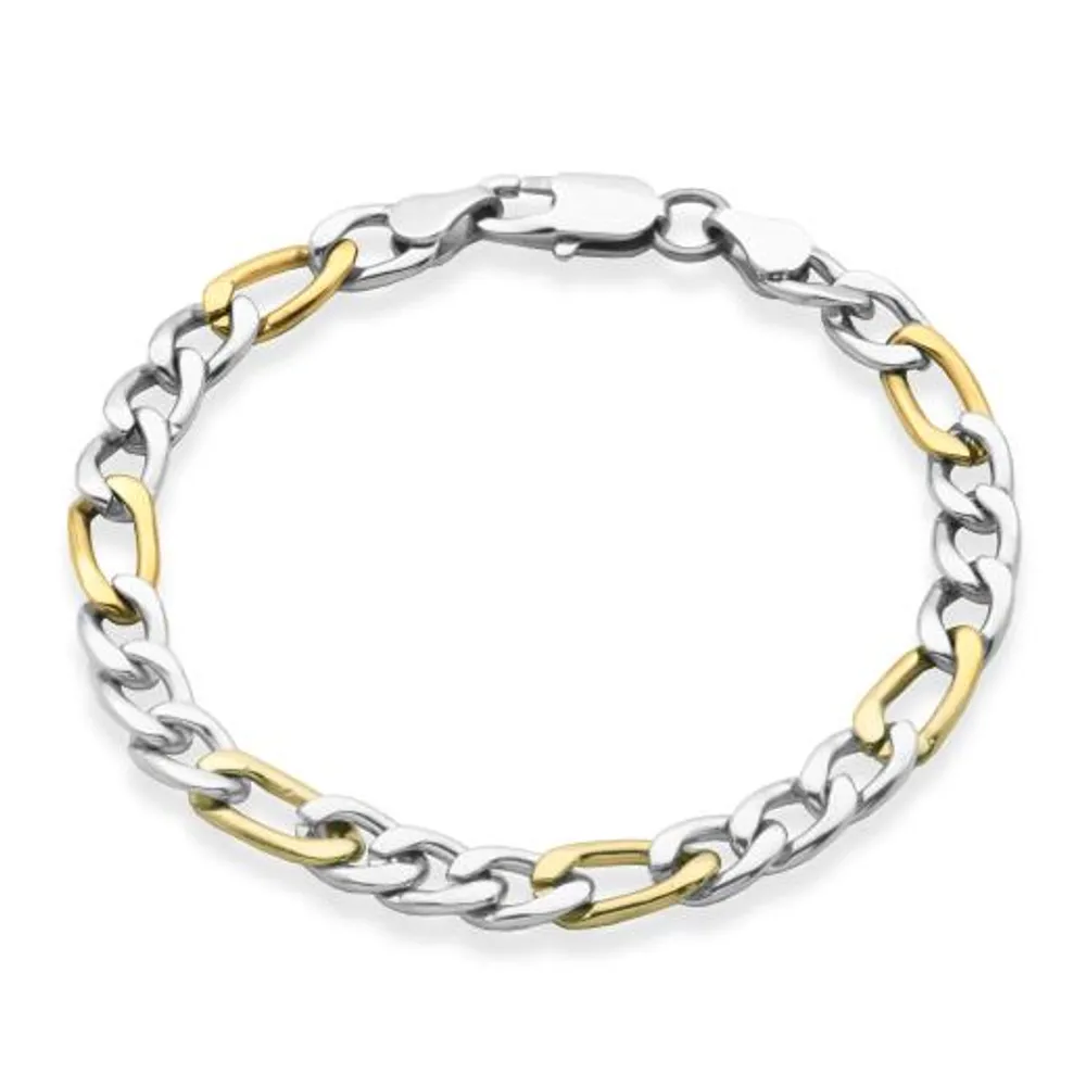 SteelX 7mm Two-Tone Figaro Chain 8" Bracelet