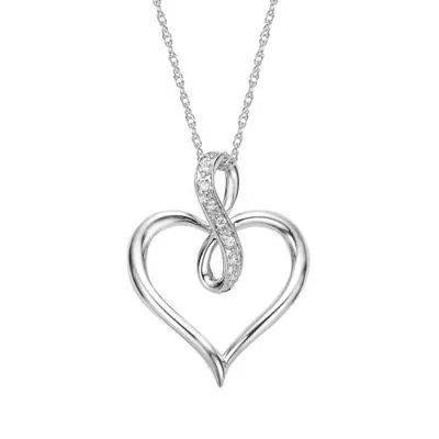 Sterling Silver 0.04CTW Diamond Heart Infinity Pendant
