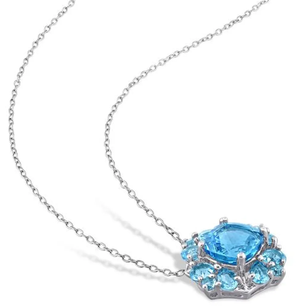 Julianna B Sterling Silver Swiss Blue Topaz Pendant