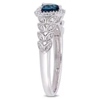 Julianna B 10K White Gold London Blue Topaz & 0.06CTW Diamond Ring