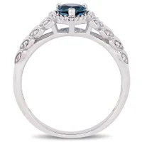 Julianna B 10K White Gold London Blue Topaz & 0.06CTW Diamond Ring