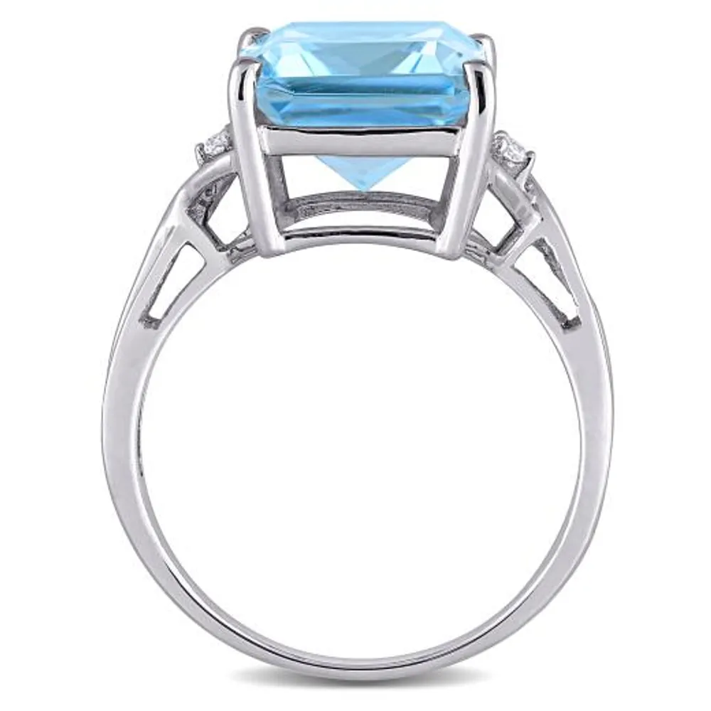 Julianna B Sterling Silver Sky Blue Topaz & White Topaz Ring