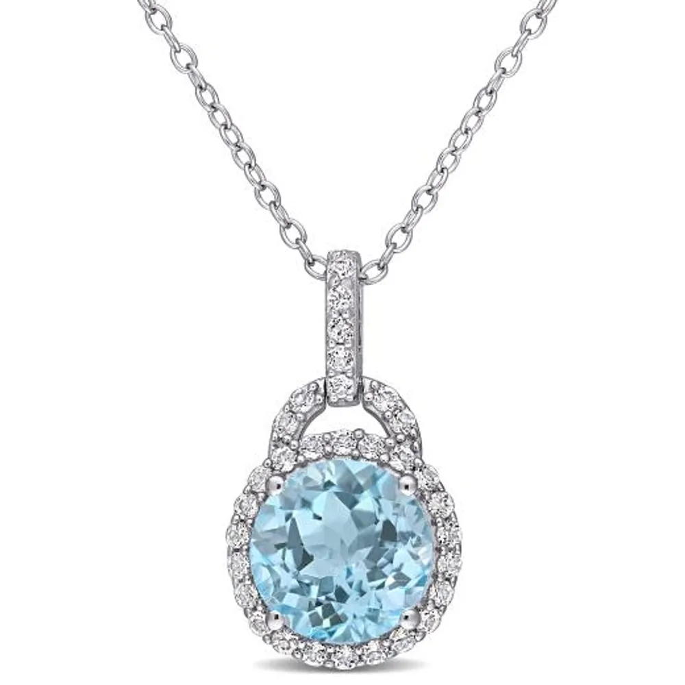 Julianna B Sterling Silver Sky Blue Topaz & White Topaz Pendant