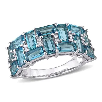 Julianna B 10K White Gold London Blue Topaz & 0.08CTW Diamond Ring