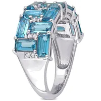 Julianna B 10K White Gold London Blue Topaz & 0.08CTW Diamond Ring