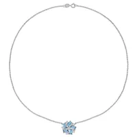 Julianna B Sterling Silver London Blue Topaz & White Topaz Necklace