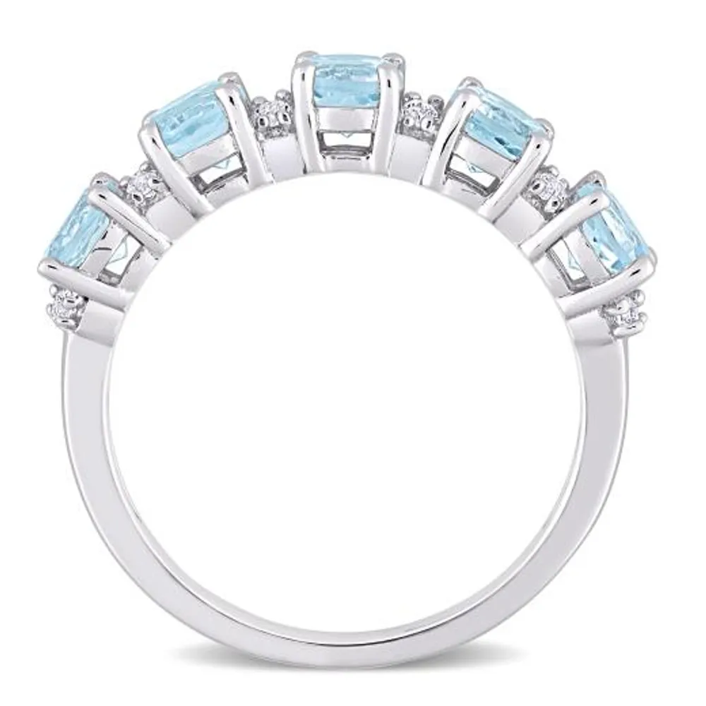 Julianna B Sterling Silver Sky Blue Topaz & White Topaz Ring