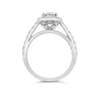 14K White Gold Lab Grown Cushion Halo 2.00CTW Diamond Bridal Set