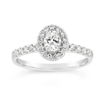 Glacier Fire 14K White Gold Oval 0.60CTW Bridal Ring