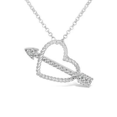 Sterling Silver Cubic Zirconia Heart & Arrow Pendant