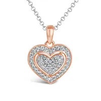 Sterling Silver Cubic Zirconia 19" Heart Pendant