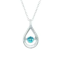 Sterling Silver Blue Topaz & Cubic Zirconia Dancing Pendant