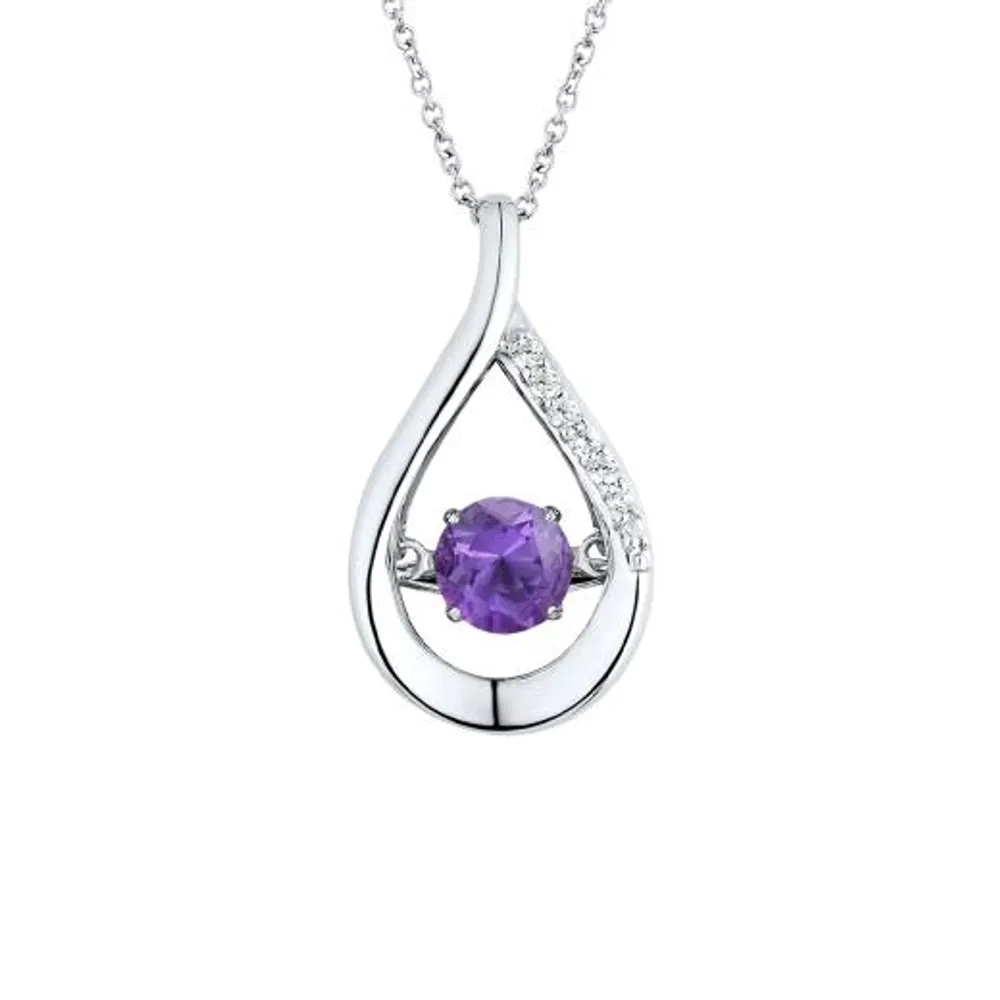 Sterling Silver Amethyst & Cubic Zirconia Dancing Pendant