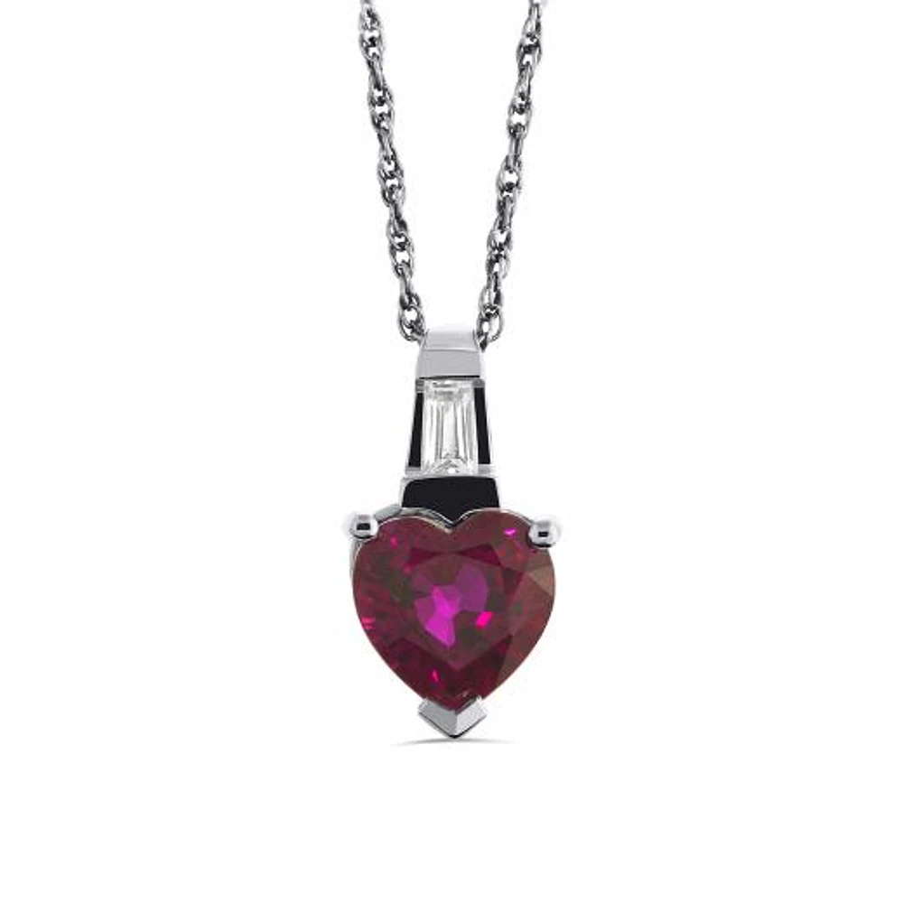 Sterling Silver Created Ruby & Created White Sapphire Pendant