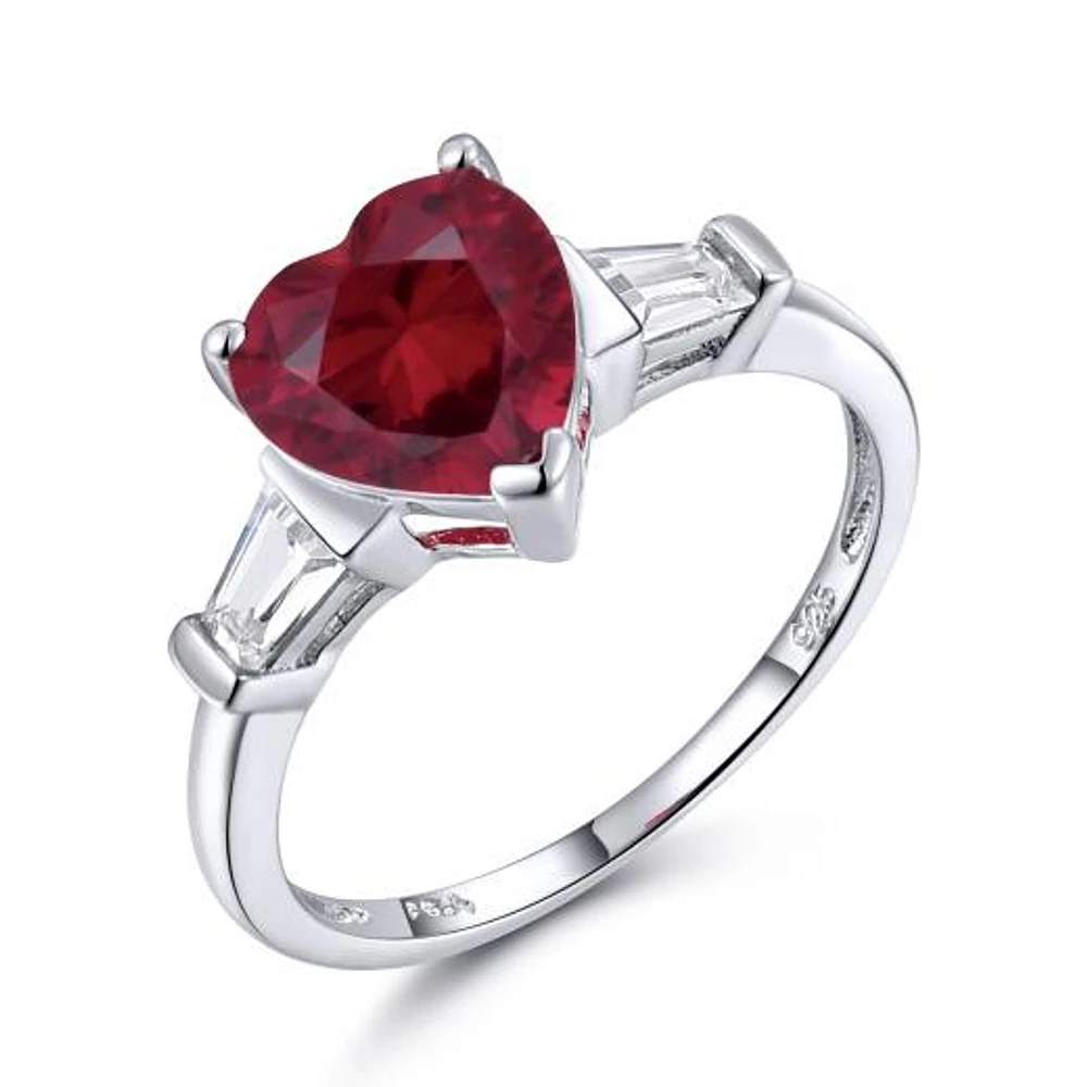 Sterling Silver Created Ruby & Created White Sapphire Ring