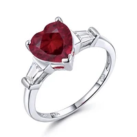 Sterling Silver Created Ruby & Created White Sapphire Ring